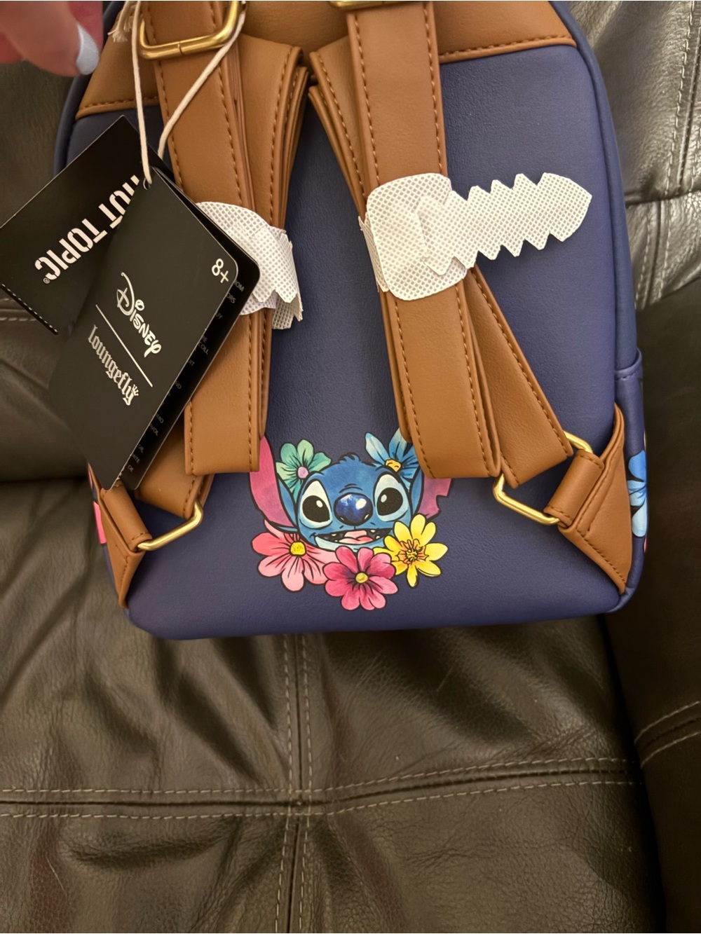 Loungefly Blue Stitch Floral Mini Backpack - Picture 3 of 5